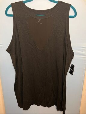 Torrid | Black Sleeveless Tank Top with Mesh V-Neck | Size 3X